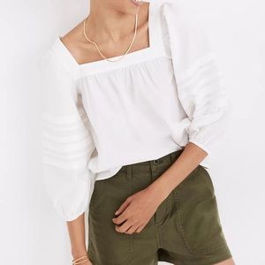 Madewell Square Neck Pleat Sleeve Top